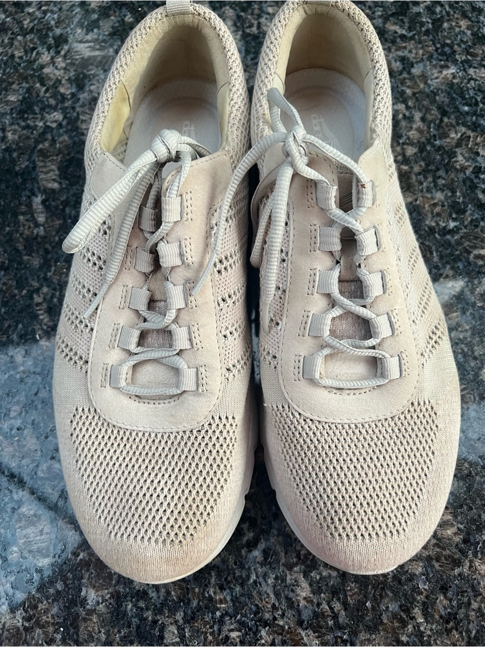 Dansko Beige Knit Lace-Up Athletic Sneaker